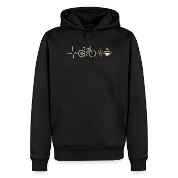 E-bike bike, heartbeat and coffee - Men’s Premium Organic Hoodie - black - Front - Nico (187cm)