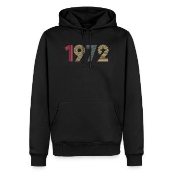 Année 1972 personnalisable - Sweat à capuche Premium bio Homme - noir - Devant - Nico (187cm)