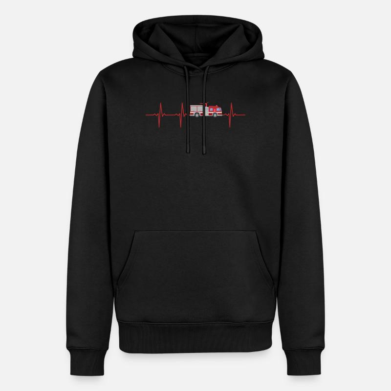 Pompier Heartbeat pompier - Sweat à capuche Premium bio Homme - noir