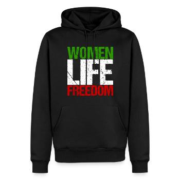 Iran Droits des femmes Féminisme Hijab Cadeau - Sweat à capuche Premium bio Homme - noir - Devant - Nico (187cm)