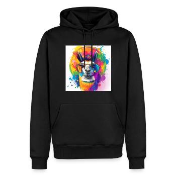 Lama,graffiti ,malerei , bunt - Männer Premium Bio Hoodie - Schwarz - Vorne - Nico (187cm)