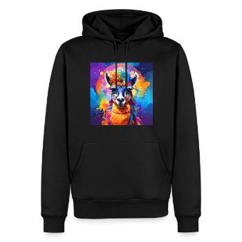 Lama,graffiti ,malerei , bunt - Männer Premium Bio Hoodie - Schwarz - Vorne - Nico (187cm)