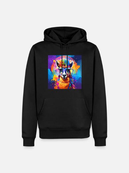 Lama,graffiti ,malerei , bunt - Männer Premium Bio Hoodie - Schwarz