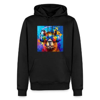 Capybara, wasserschwein,graffiti ,malerei , bunt - Männer Premium Bio Hoodie - Schwarz - Vorne - Nico (187cm)