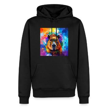 Capybara, wasserschwein,graffiti ,malerei , bunt - Männer Premium Bio Hoodie - Schwarz - Vorne - Nico (187cm)