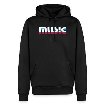 3D Musik Schriftzug mit Sternen - Männer Premium Bio Hoodie - Schwarz - Vorne - Nico (187cm)