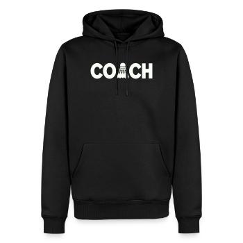 Entraîneur de badminton - Sweat à capuche Premium bio Homme - noir - Devant - Nico (187cm)