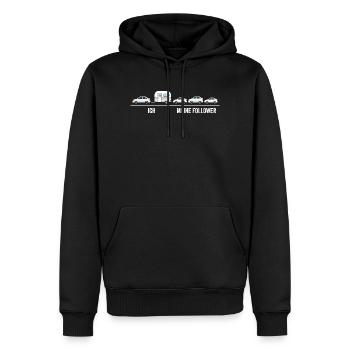 Ich meine Follower Karawane - Männer Premium Bio Hoodie - Schwarz - Vorne - Nico (187cm)