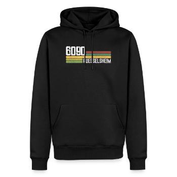 6090 Rüsselsheim Postleitzahlen Alte PLZ Vintage - Männer Premium Bio Hoodie - Schwarz - Vorne - Nico (187cm)