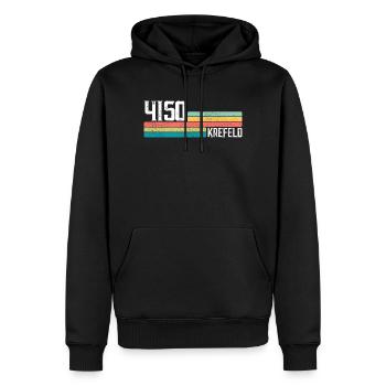 4150 Krefeld Retro Postleitzahlen Alte PLZ Vintage - Männer Premium Bio Hoodie - Schwarz - Vorne - Nico (187cm)
