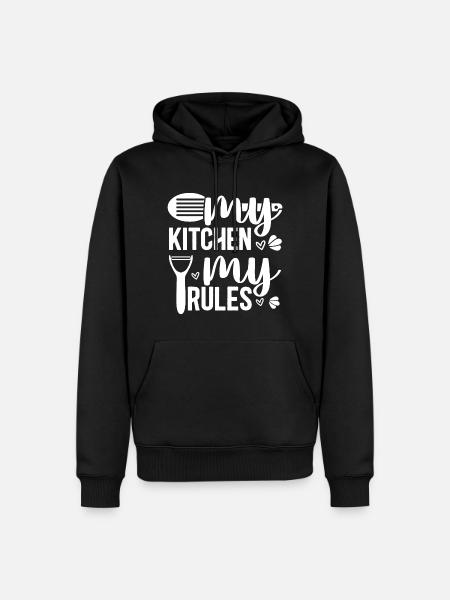 My Kitchen My Rules - Lustiger Küchen Spruch - Männer Premium Bio Hoodie - Schwarz