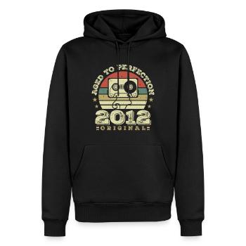 Idée Cadeau Anniversaire Vintage Original 2012 - Sweat à capuche Premium bio Homme - noir - Devant - Nico (187cm)