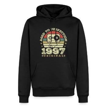 Original Vintage Jubiläumsgeschenkidee 1997 - Männer Premium Bio Hoodie - Schwarz - Vorne - Nico (187cm)
