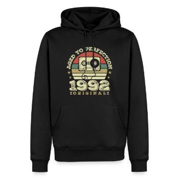 Original Vintage Jubiläumsgeschenkidee 1992 - Männer Premium Bio Hoodie - Schwarz - Vorne - Nico (187cm)