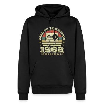 Original Vintage Jubiläumsgeschenkidee 1962 - Männer Premium Bio Hoodie - Schwarz - Vorne - Nico (187cm)