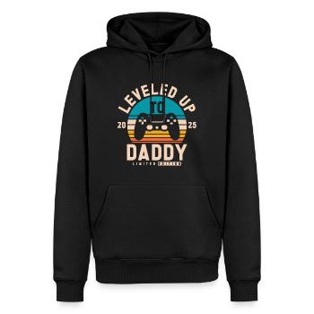 Promu au rang de Papa 2025 - Sweat à capuche Premium bio Homme - noir - Devant - Nico (187cm)