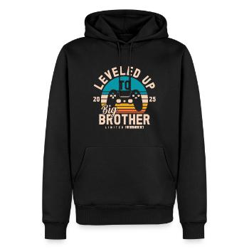 Promu grand frère en 2025 - Sweat à capuche Premium bio Homme - noir - Devant - Nico (187cm)