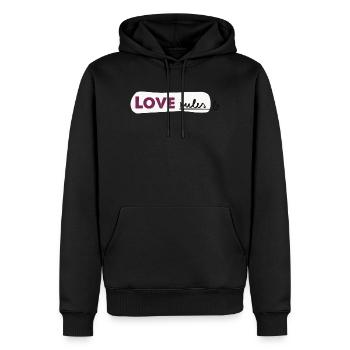 L’amour règne - Spruch Handlettering - Sweat à capuche Premium bio Homme - noir - Devant - Nico (187cm)