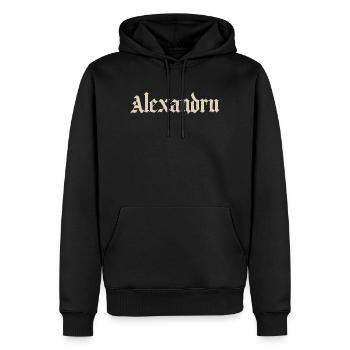 Monogramme gothique d’Alexandru - Sweat à capuche Premium bio Homme - noir - Devant - Nico (187cm)