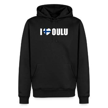 J’adore Oulu Finlande - Sweat à capuche Premium bio Homme - noir - Devant - Nico (187cm)