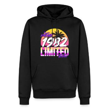1982 Retro Jahrgang 82 Geburtstag 80er - Männer Premium Bio Hoodie - Schwarz - Vorne - Nico (187cm)