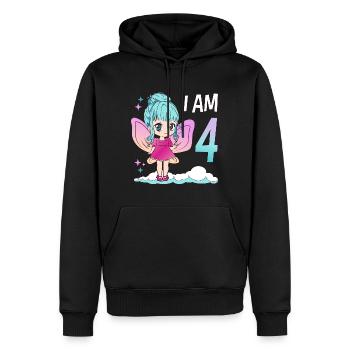 4ème anniversaire fée fille 4 ans kawaii - Sweat à capuche Premium bio Homme - noir - Devant - Nico (187cm)