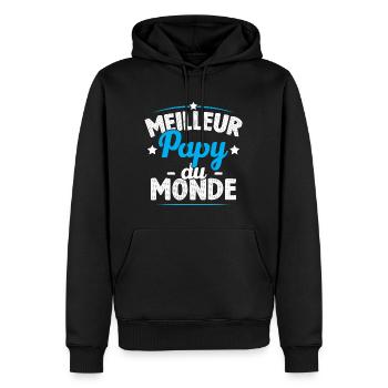 Meilleur papy du monde - Sweat à capuche Premium bio Homme - noir - Devant - Nico (187cm)