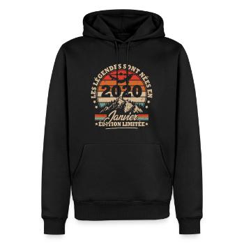 Cadeau D'anniversaire Nées En Janvier 2020 - Sweat à capuche Premium bio Homme - noir - Devant - Nico (187cm)