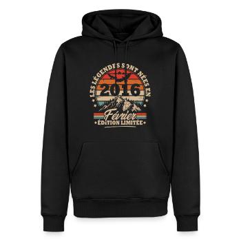 Cadeau D'anniversaire Nées En Février 2016 - Sweat à capuche Premium bio Homme - noir - Devant - Nico (187cm)
