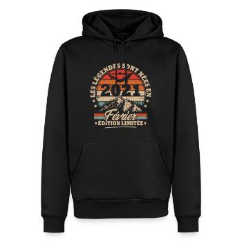 Cadeau D'anniversaire Nées En Février 2021 - Sweat à capuche Premium bio Homme - noir - Devant - Nico (187cm)