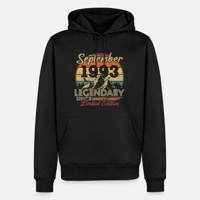 Vintage Retro September 1993 Geburtstagsgeschenk - Sweat à capuche Premium bio Homme - noir