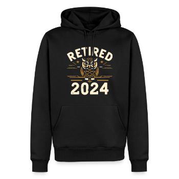 Retraité 2024 Owl Wise Living After Work - Sweat à capuche Premium bio Homme - noir - Devant - Nico (187cm)