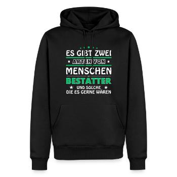 Cadeau de croque-mort - Deux types de... Concevoir - Sweat à capuche Premium bio Homme - noir - Devant - Nico (187cm)