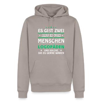 Logopäden Geschenk - zwei Arten von... Design - Männer Premium Bio Hoodie - Taupe - Vorne - Nico (187cm)