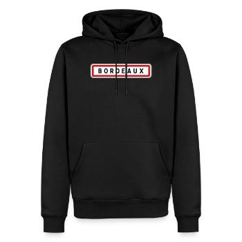 Panneau d'entrée de ville de Bordeaux, Gironde - Sweat à capuche Premium bio Homme - noir - Devant - Nico (187cm)