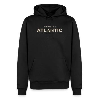 Aus der Atlantic Vintage Typografie - Männer Premium Bio Hoodie - Schwarz - Vorne - Nico (187cm)