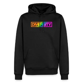 Typo Diversity Kontur Rainbow - Männer Premium Bio Hoodie - Schwarz - Vorne - Nico (187cm)