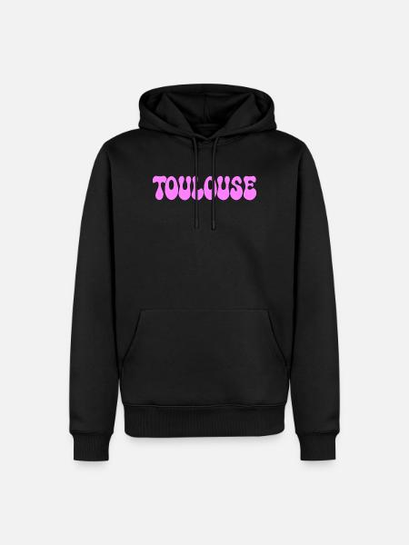 Toulouse, neonrosa Blasenbuchstaben - Männer Premium Bio Hoodie - Schwarz