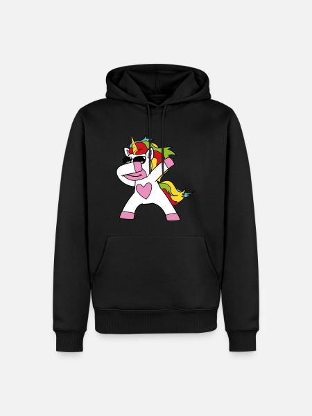 Niedliches Lustiges Cooles Einhorn Einhörner Fabel - Männer Premium Bio Hoodie - Schwarz
