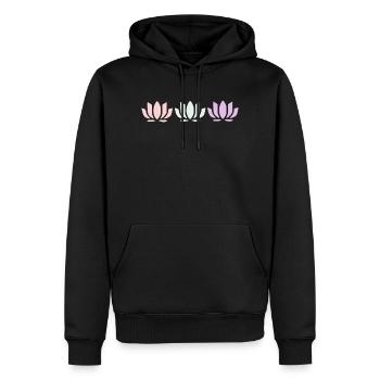 Fleurs de lotus, fleurs de lotus, yoga de la fleur en fleurs pastel - Sweat à capuche Premium bio Homme - noir - Devant - Nico (187cm)