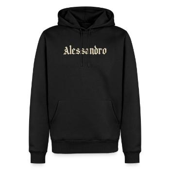 Alessandro Gothic Script - Männer Premium Bio Hoodie - Schwarz - Vorne - Nico (187cm)
