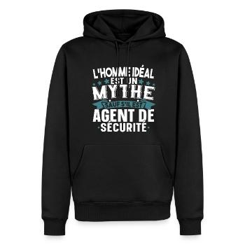 Agent de sécurité Cadeau Citations Humour Garde - Sweat à capuche Premium bio Homme - noir - Devant - Nico (187cm)