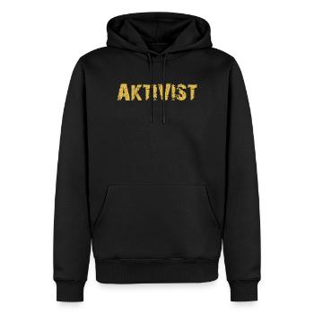 AKTIVIST - Männer Premium Bio Hoodie - Schwarz - Vorne - Nico (187cm)