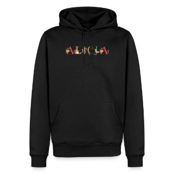 ALICJA Name mit Blumen geschmückt - Männer Premium Bio Hoodie - Schwarz - Vorne - Nico (187cm)