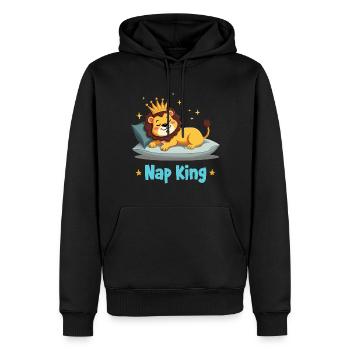 Sleeping Lion – Nap King Cartoon - Men’s Premium Organic Hoodie - black - Front - Nico (187cm)