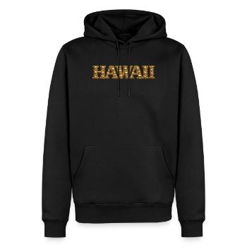 Goldene Totenkopf Hawaii Schrift - Männer Premium Bio Hoodie - Schwarz - Vorne - Nico (187cm)