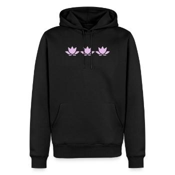 Fleur de lotus, fleur de lotus, fleur de lotus, yoga aux fleurs pastel - Sweat à capuche Premium bio Homme - noir - Devant - Nico (187cm)