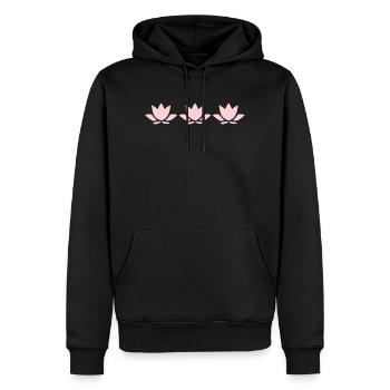 Fleur de lotus, fleur de lotus, fleur de lotus, yoga aux fleurs pastel - Sweat à capuche Premium bio Homme - noir - Devant - Nico (187cm)