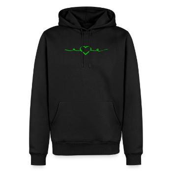 Cœur vert vert - Sweat à capuche Premium bio Homme - noir - Devant - Nico (187cm)