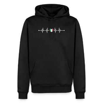 Italian Flag Heartbeat Design - Men’s Premium Organic Hoodie - black - Front - Nico (187cm)